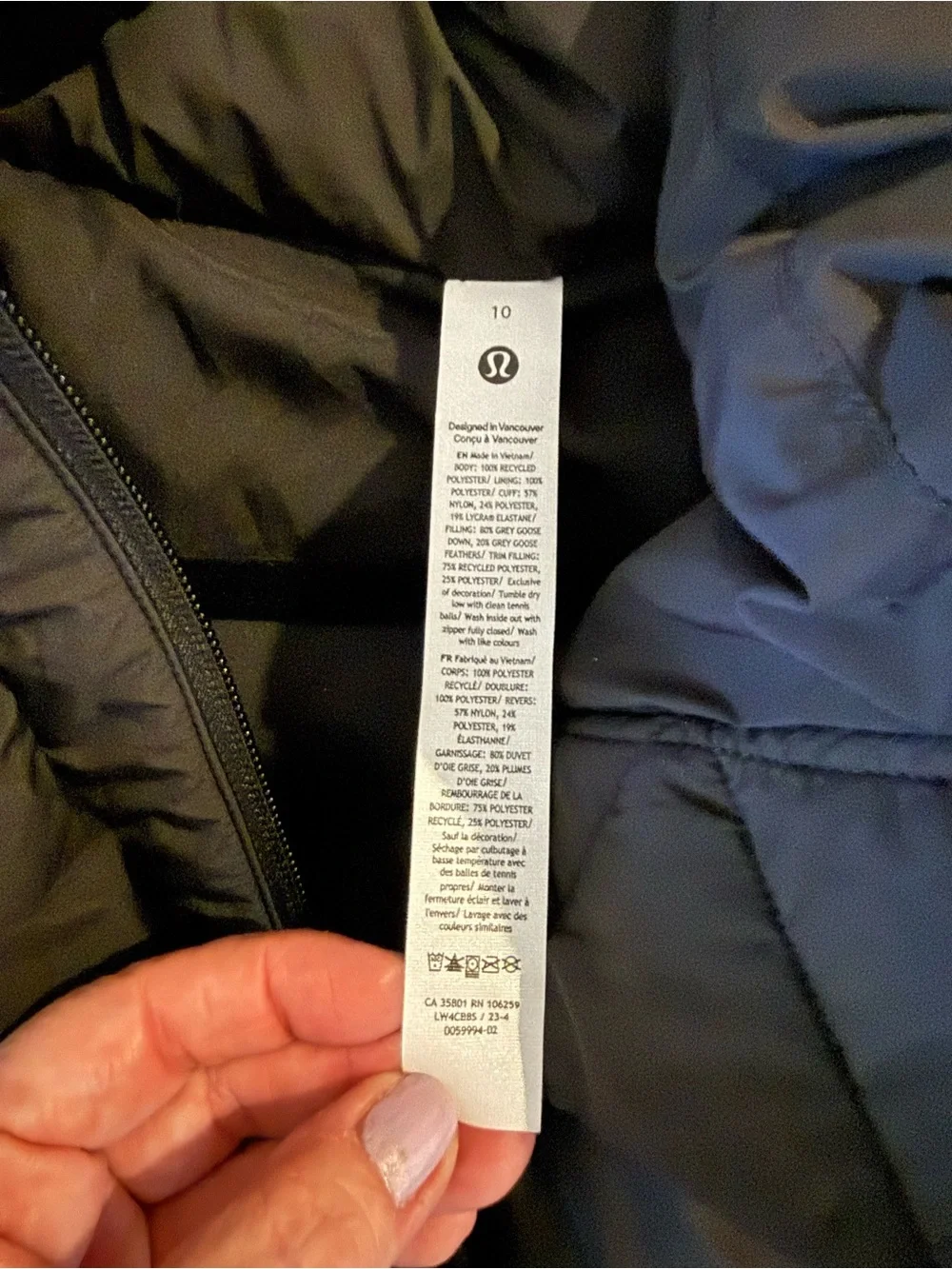 Retired Lululemon Wunder Puff Super-Cropped Jacket Black Down Size 10 NWT
